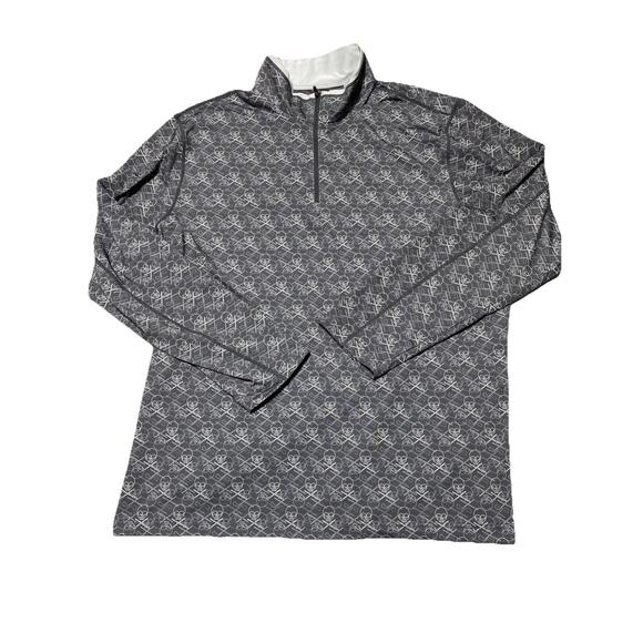 Robert Graham Pullover Mens Extra Large Grey Iron Skull Quarter 1/4 Zip Golf